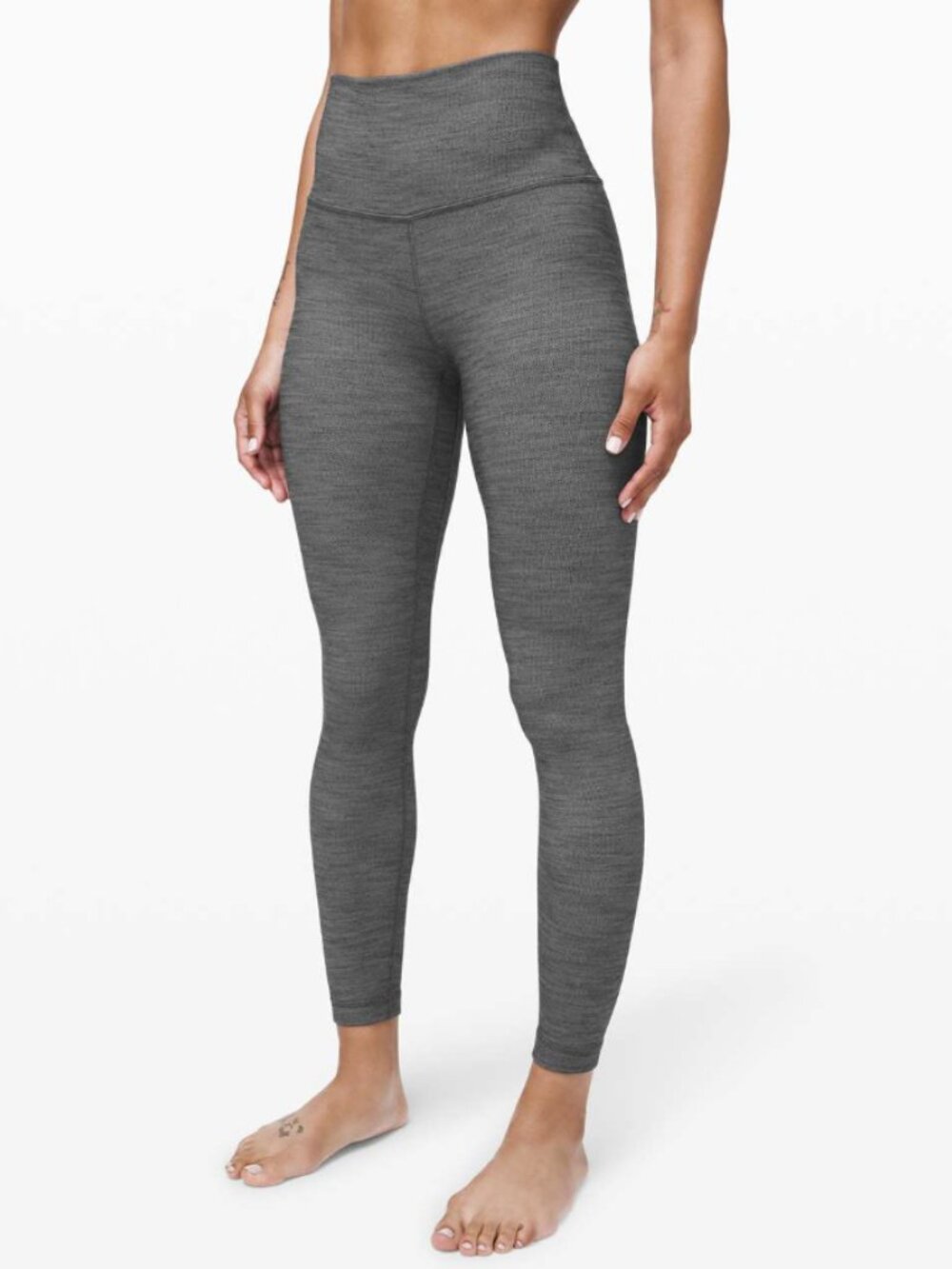 Lululemon Align Pant II 25" Mini Heathered Herringbone Black White size 10
